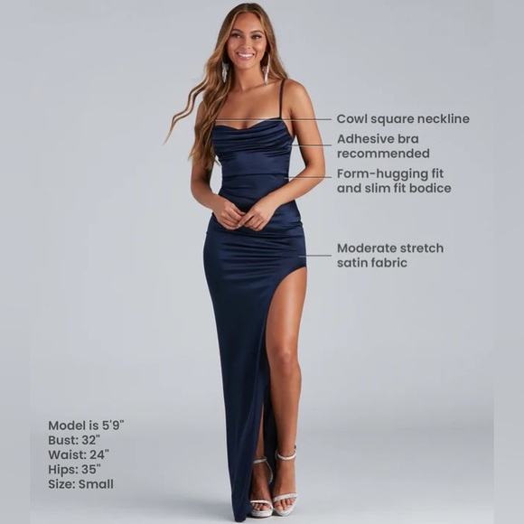 Lola High Slit Satin Dress NWT - Picture 5 of 6